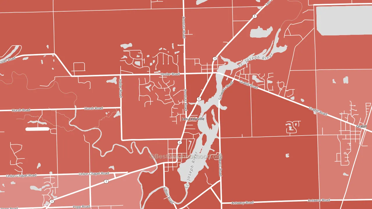 Leo-Cedarville, IN block-group political-lean map