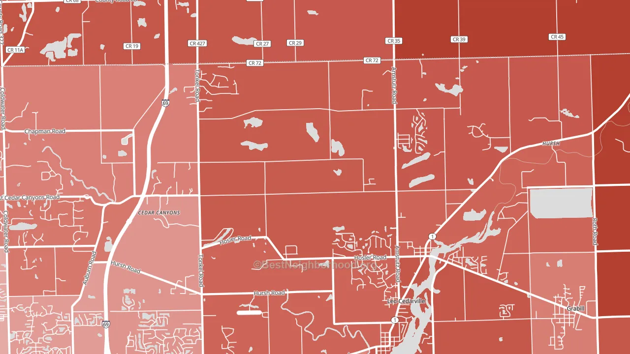 Leo, IN block-group political-lean map