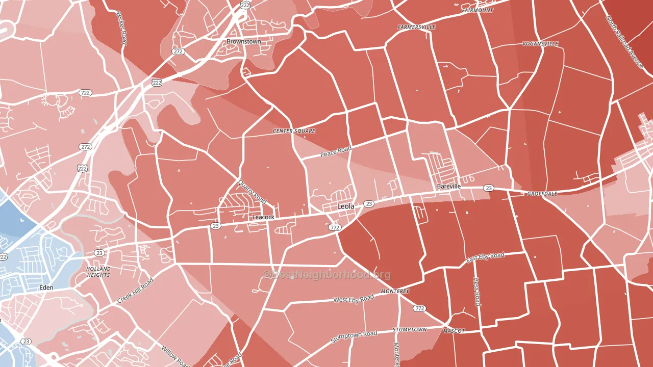 Leola, PA block-group political-lean map