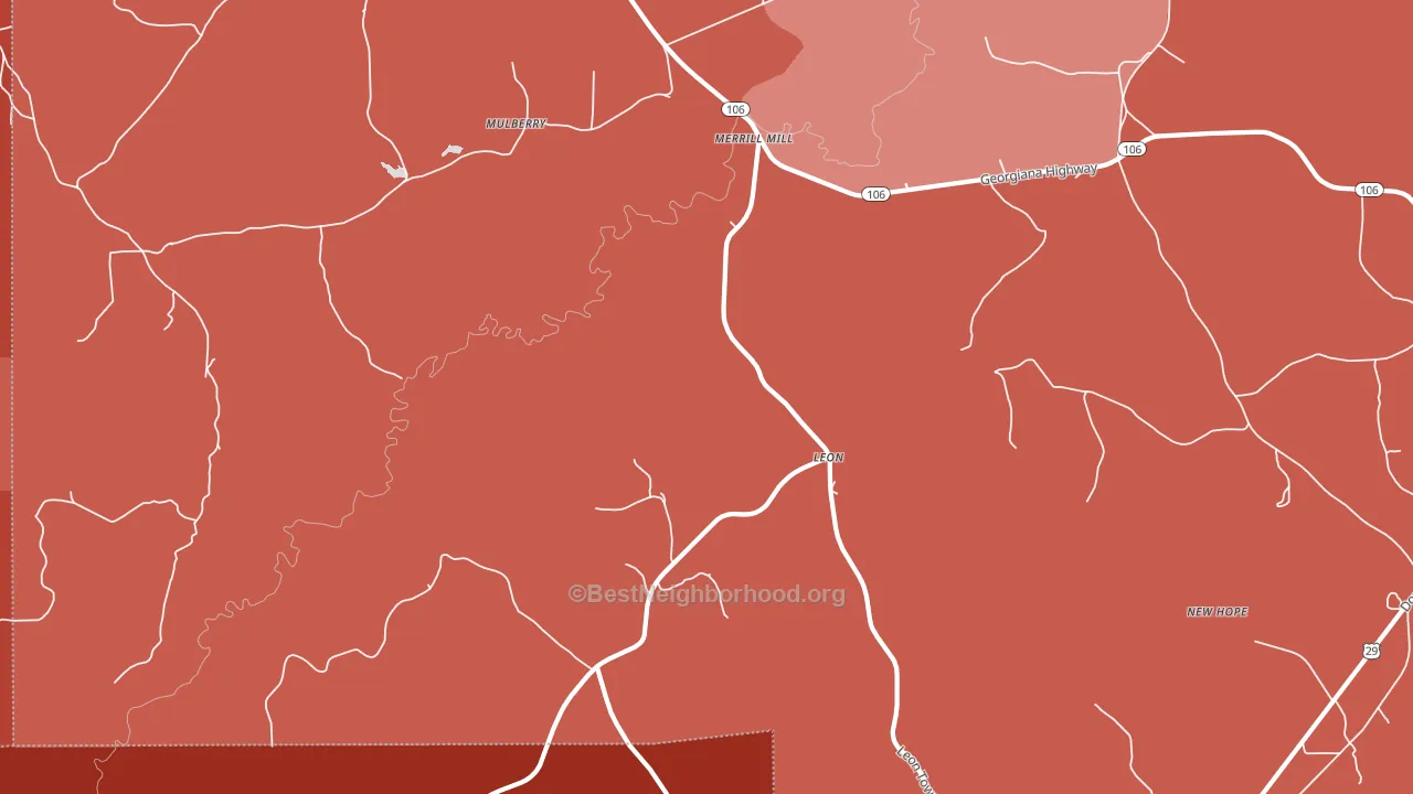 Leon, AL block-group political-lean map