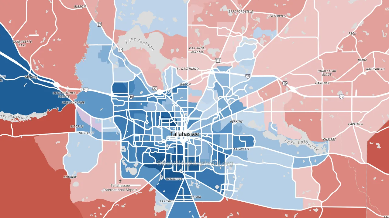 Leon County, FL block-group political-lean map
