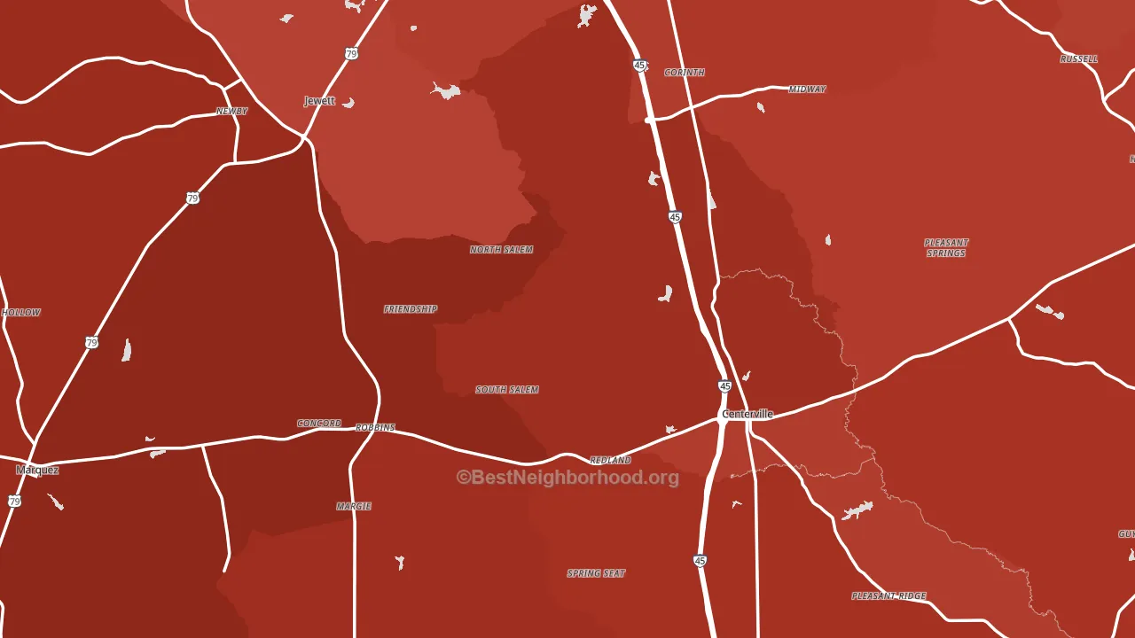 Leon County, TX block-group political-lean map