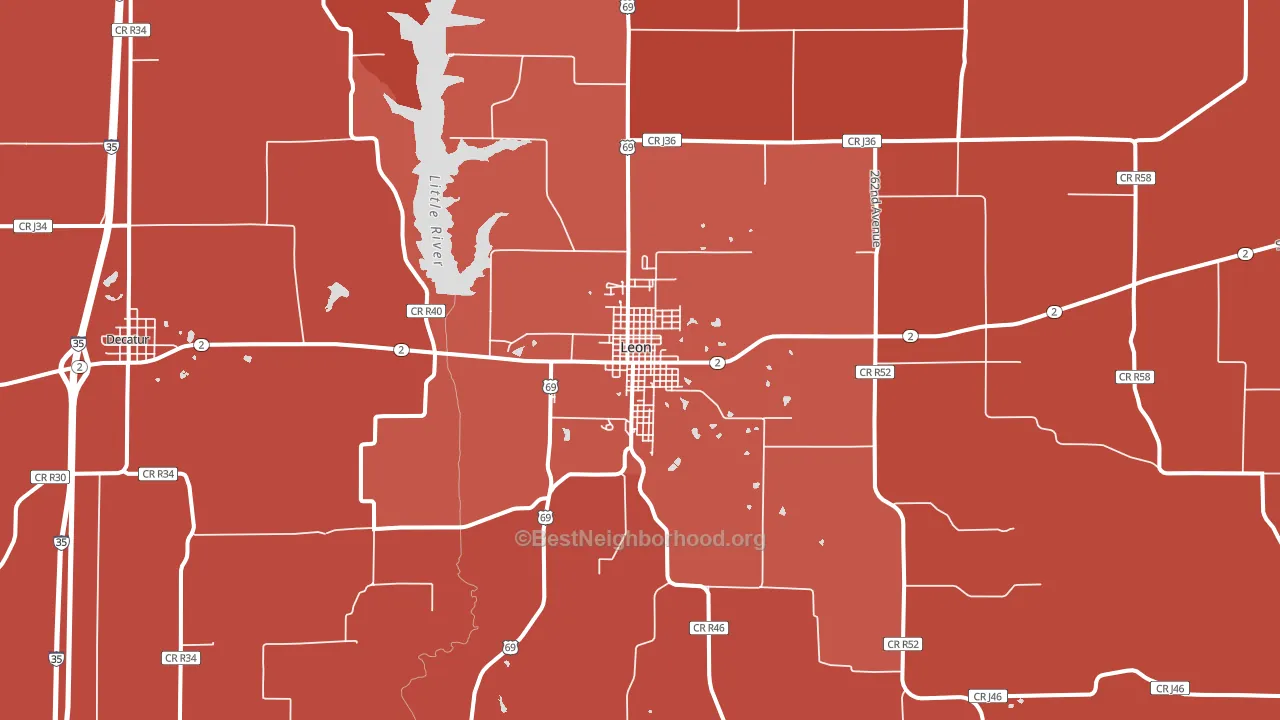 Leon, IA block-group political-lean map