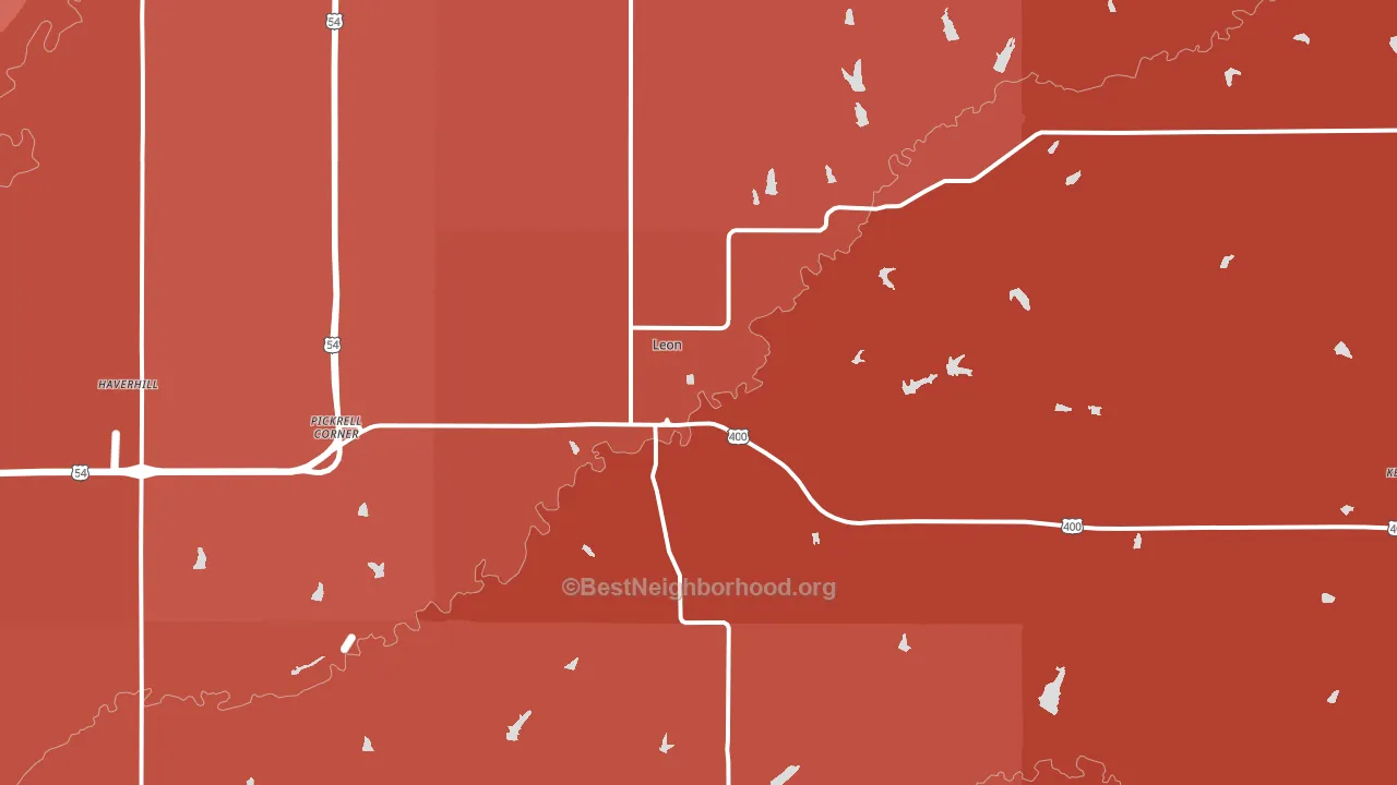 Leon, KS block-group political-lean map