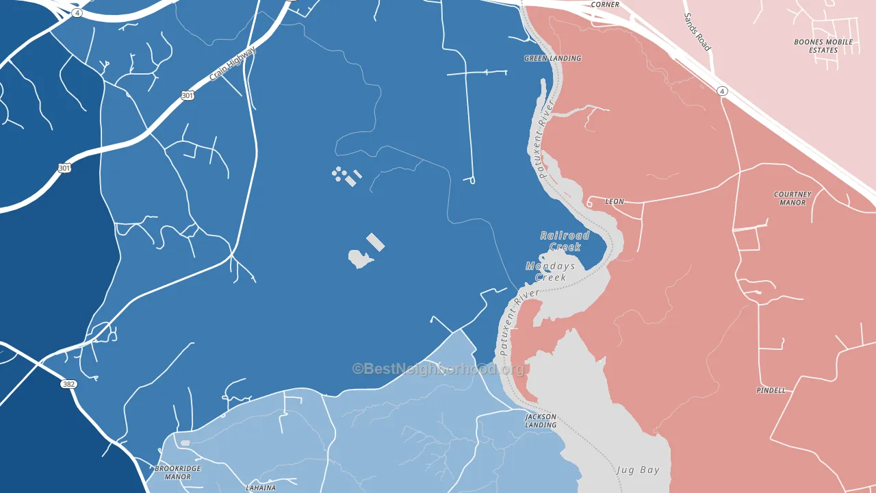 Leon, MD block-group political-lean map
