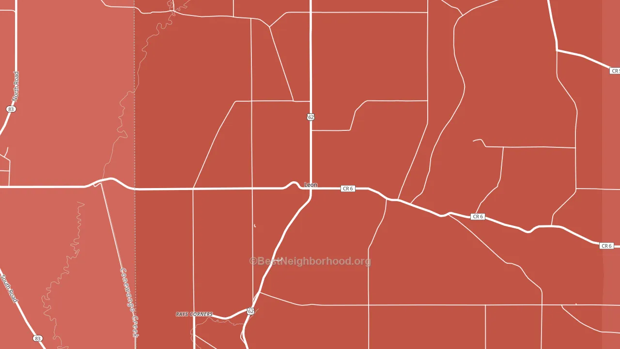 Leon, NY block-group political-lean map