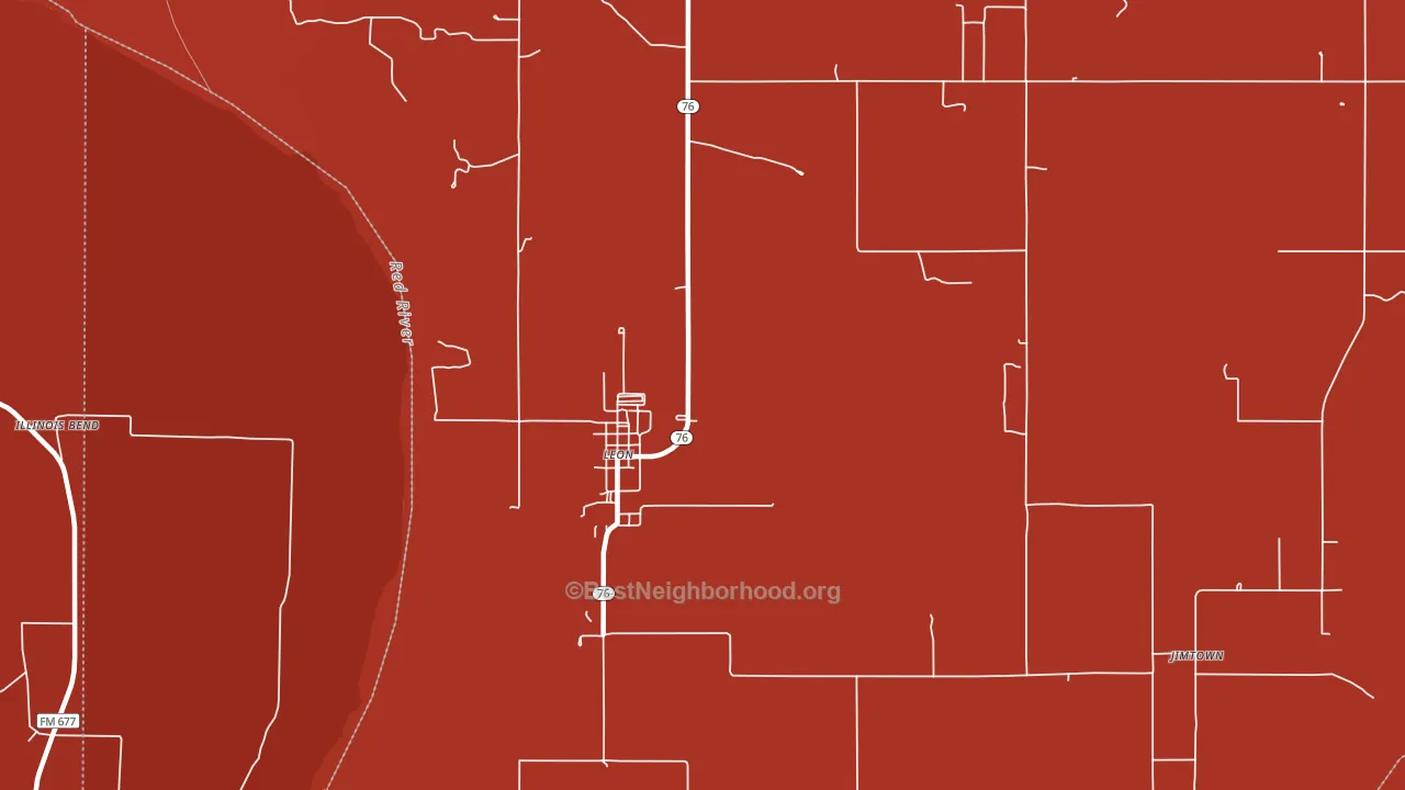 Leon, OK block-group political-lean map