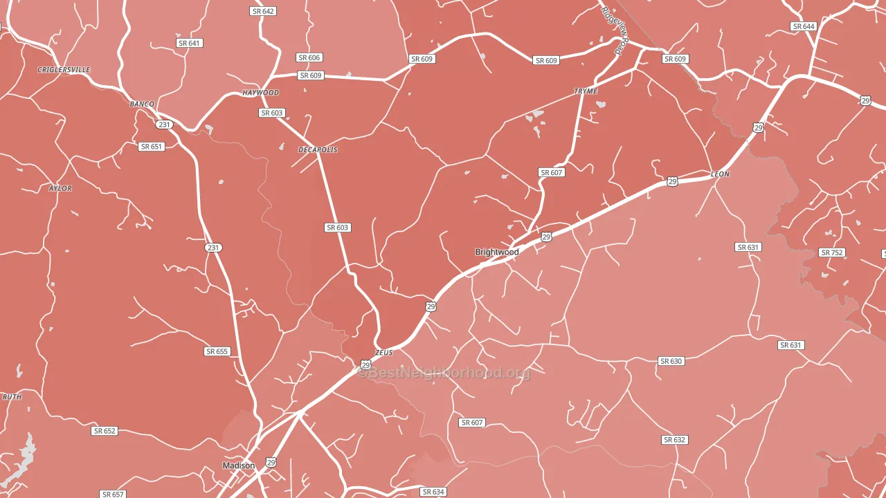 Leon, VA block-group political-lean map