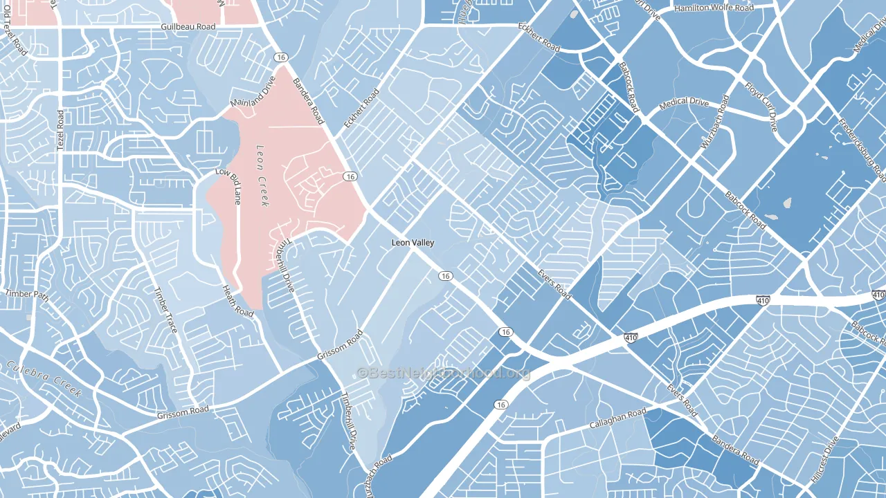 Leon Valley, TX block-group political-lean map