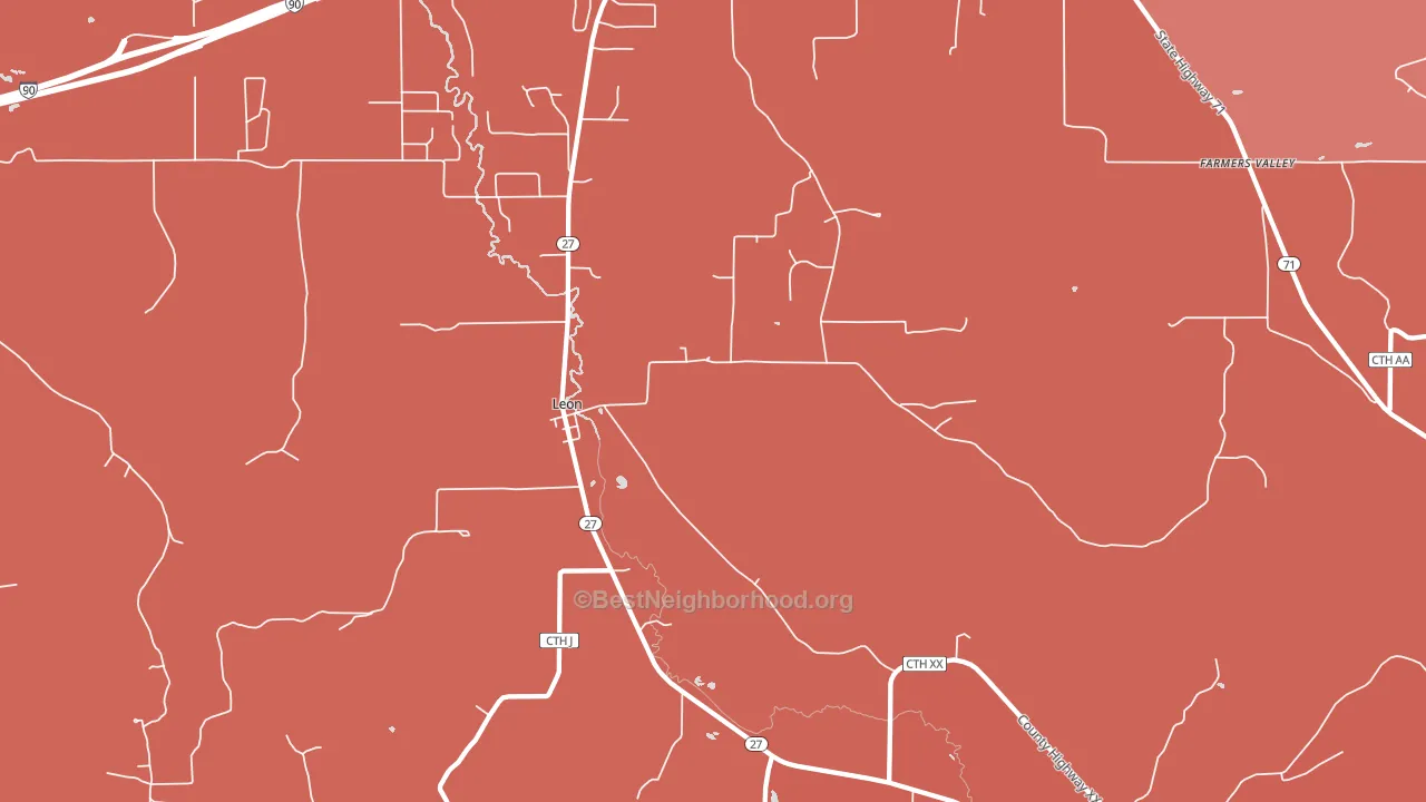 Leon, WI block-group political-lean map