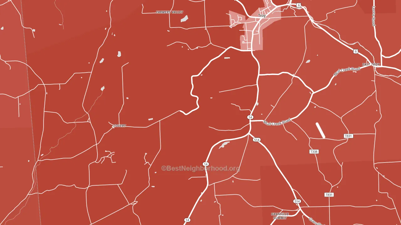 Leona, PA block-group political-lean map