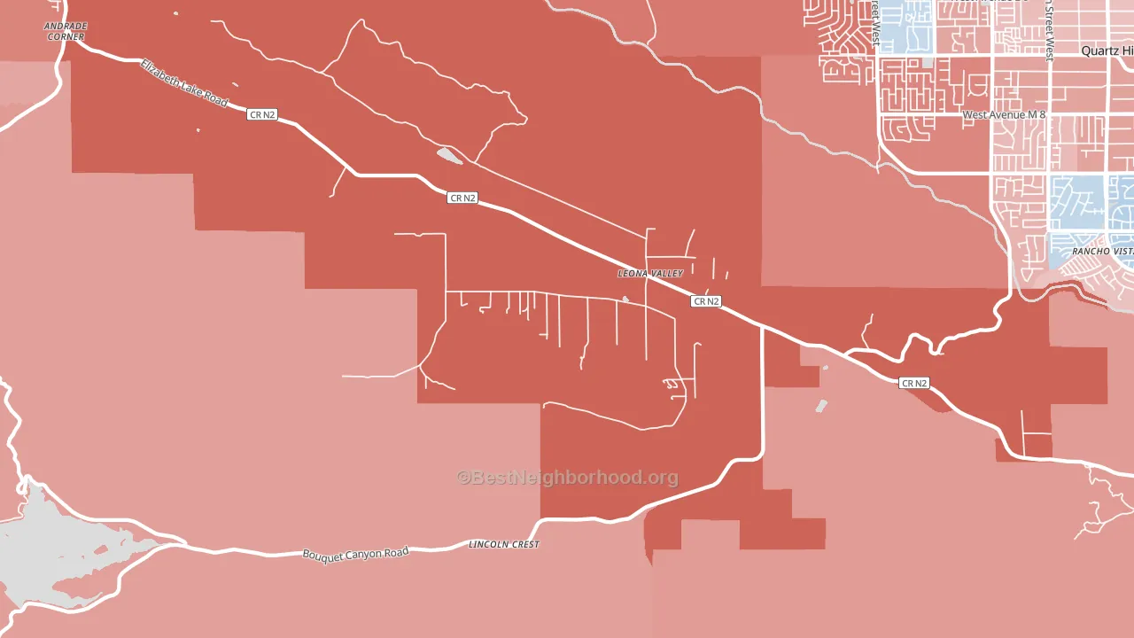 Leona Valley, CA block-group political-lean map