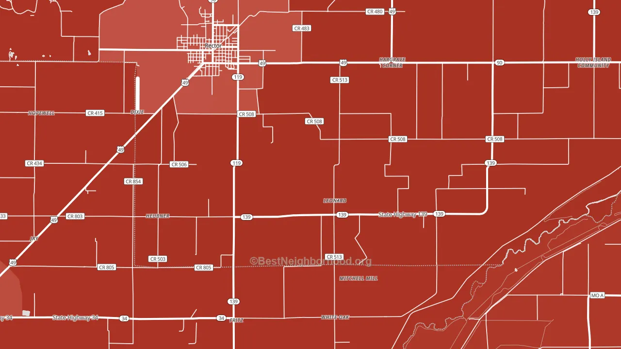 Leonard, AR block-group political-lean map