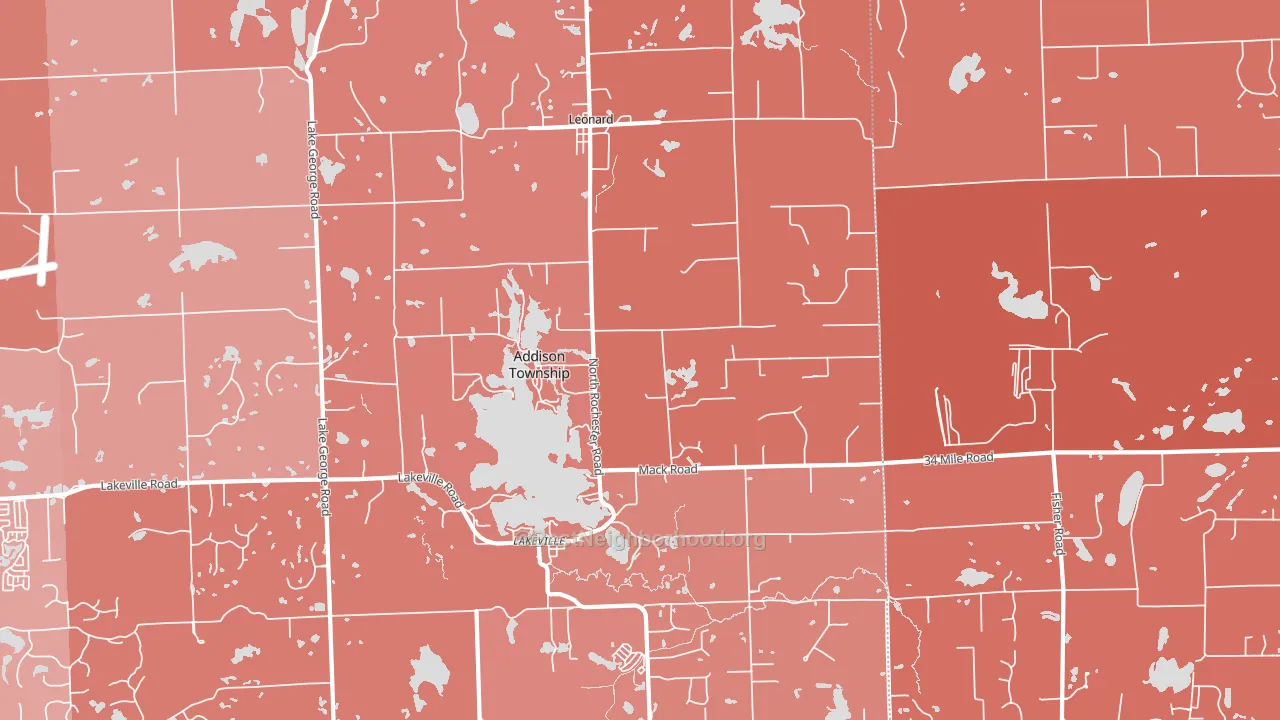 Leonard, MI block-group political-lean map