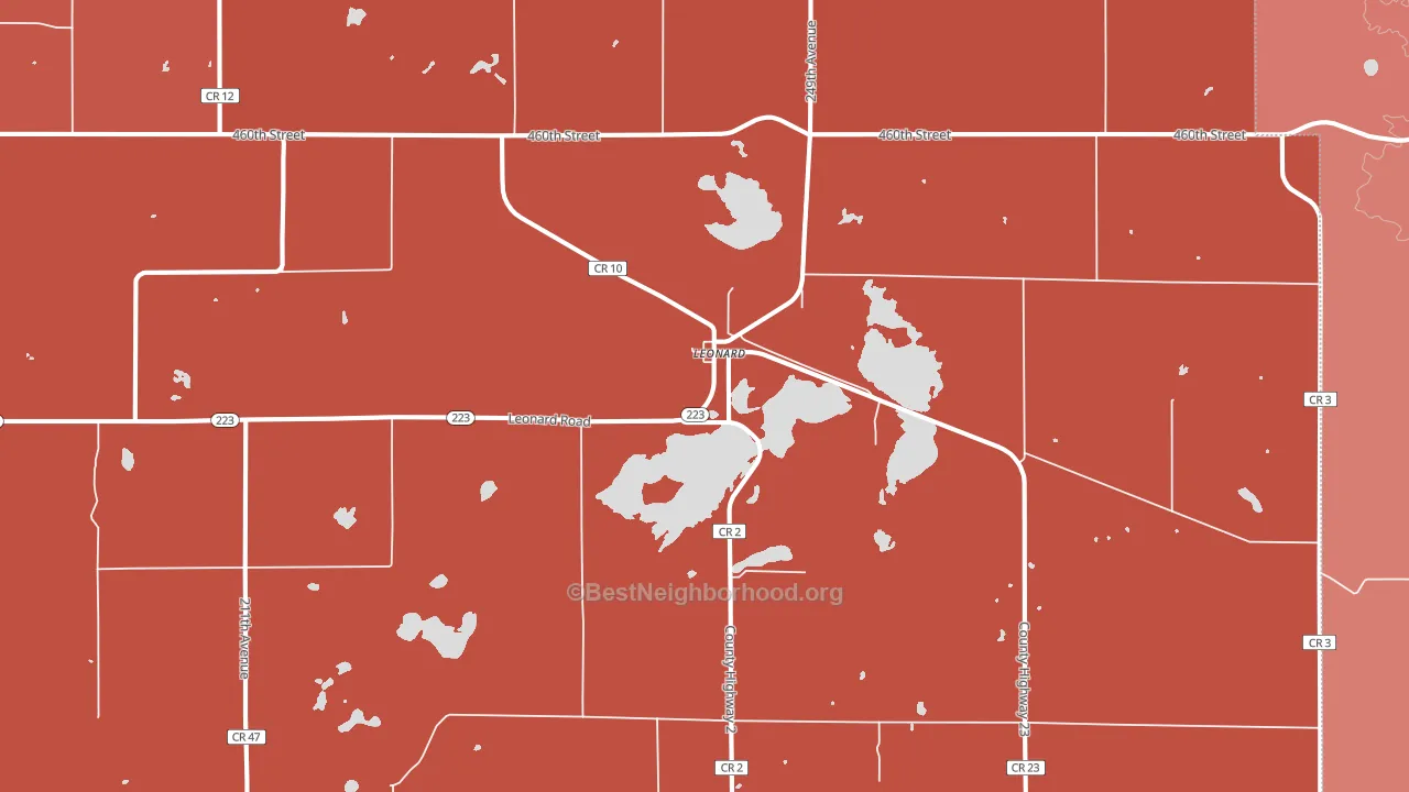 Leonard, MN block-group political-lean map