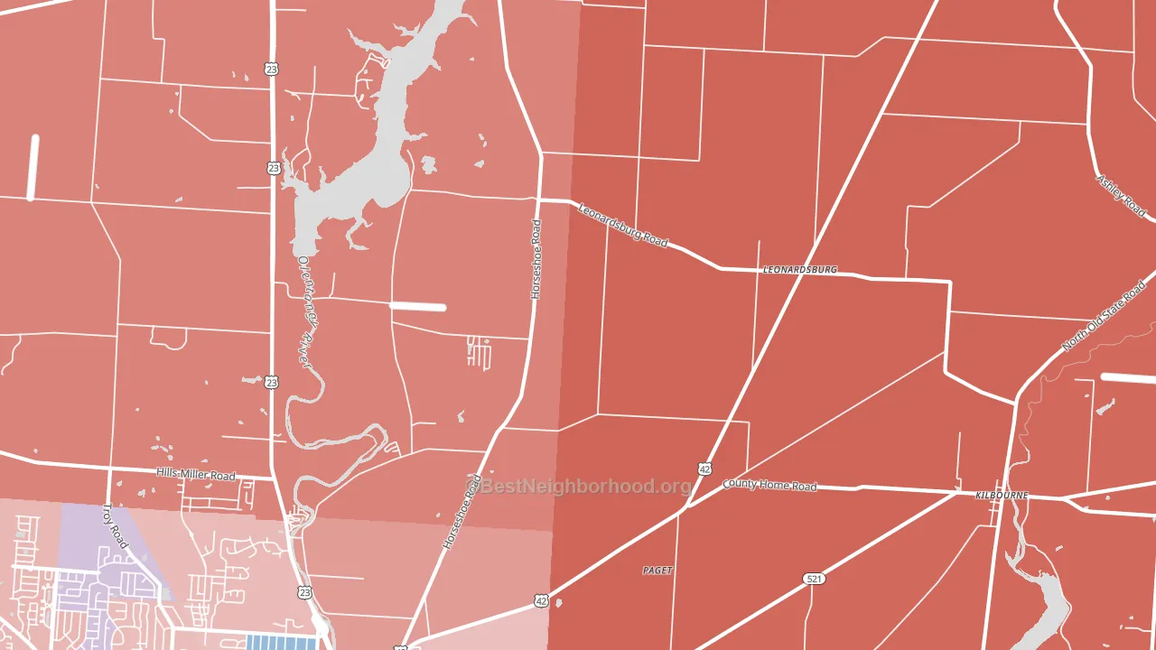 Leonardsburg, OH block-group political-lean map
