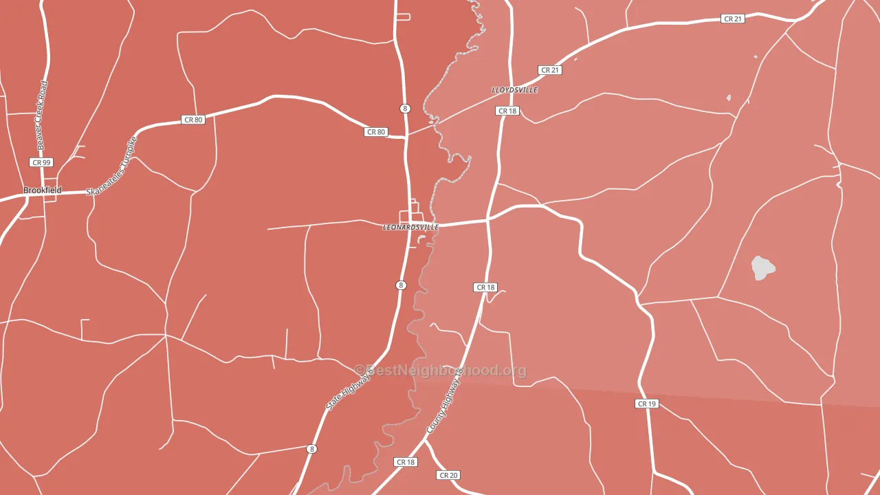 Leonardsville, NY block-group political-lean map
