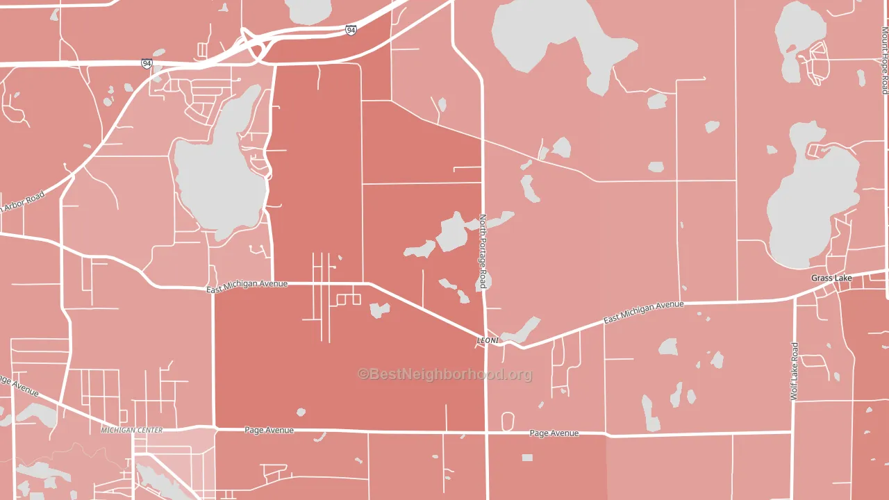 Leoni, MI block-group political-lean map