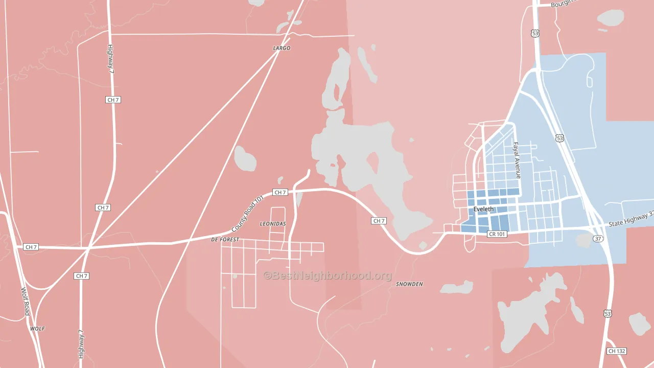 Leonidas, MN block-group political-lean map