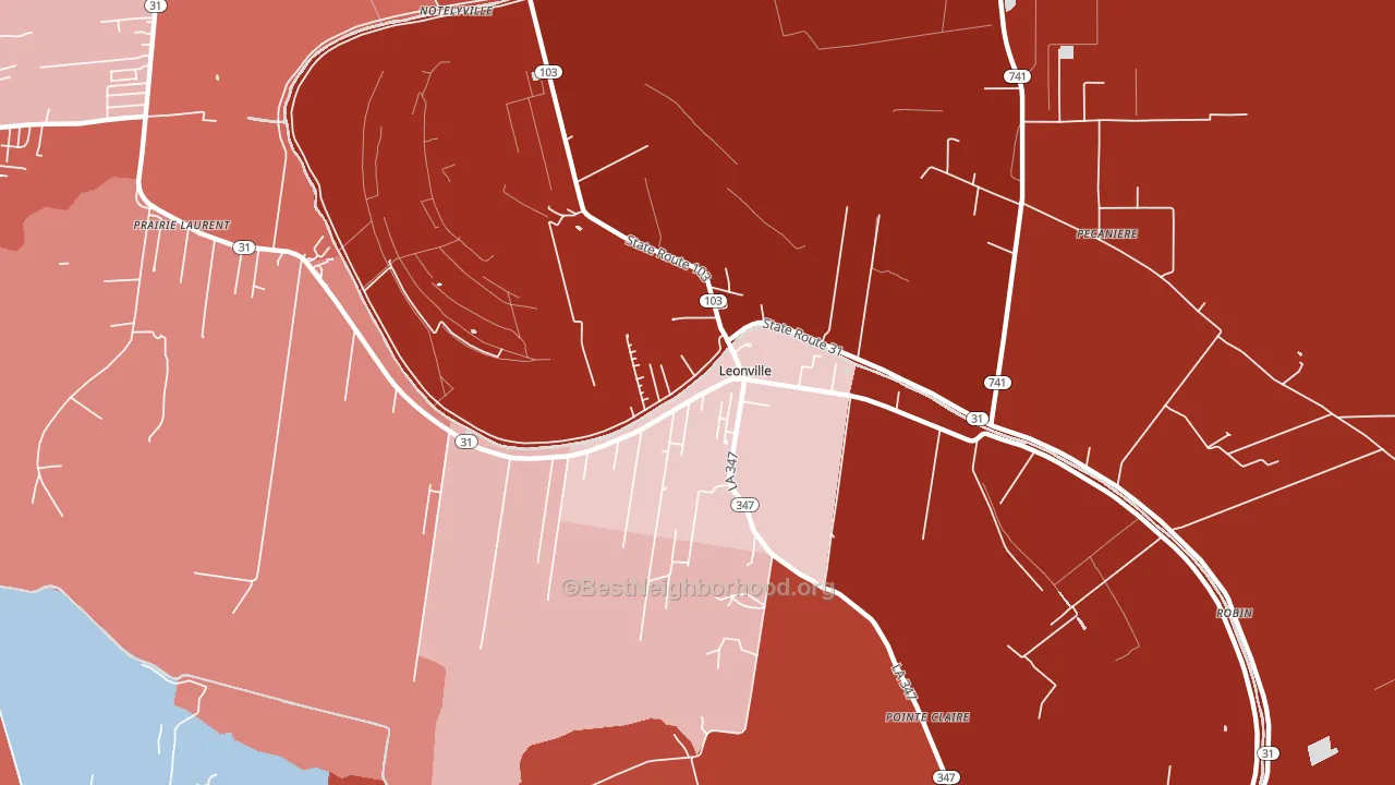 Leonville, LA block-group political-lean map