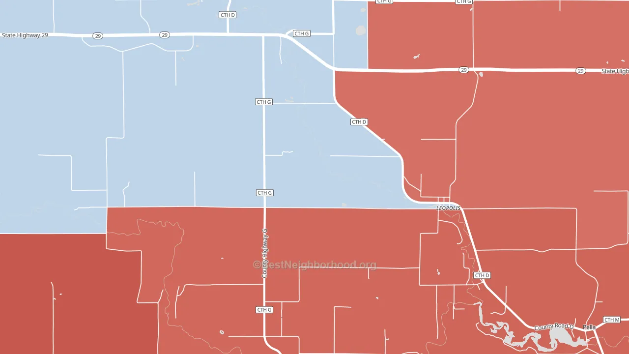 Leopolis, WI block-group political-lean map