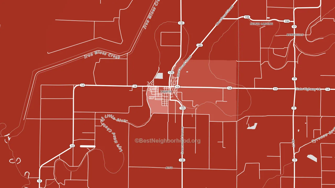 Lepanto, AR block-group political-lean map