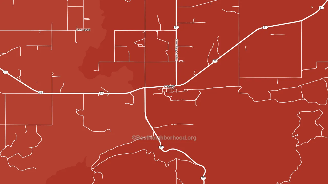 Lequire, OK block-group political-lean map