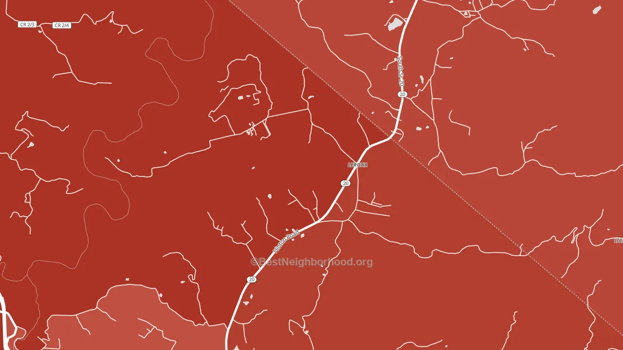 Lerona, WV block-group political-lean map