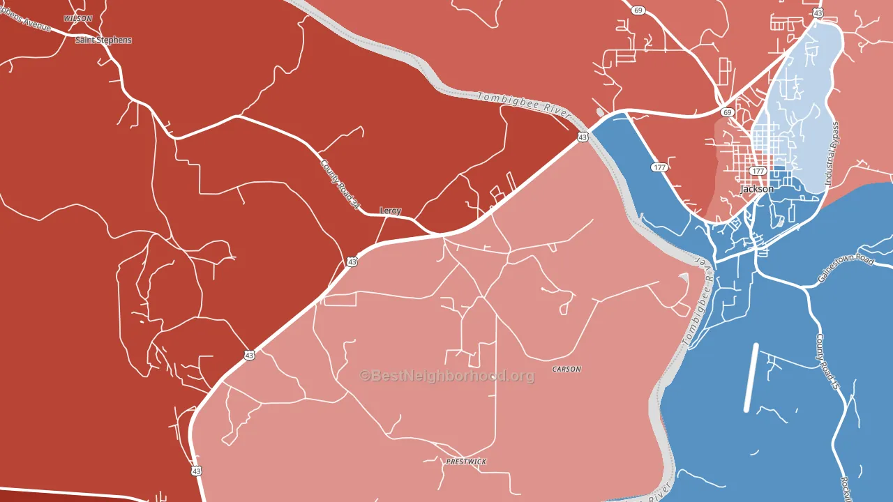 Leroy, AL block-group political-lean map