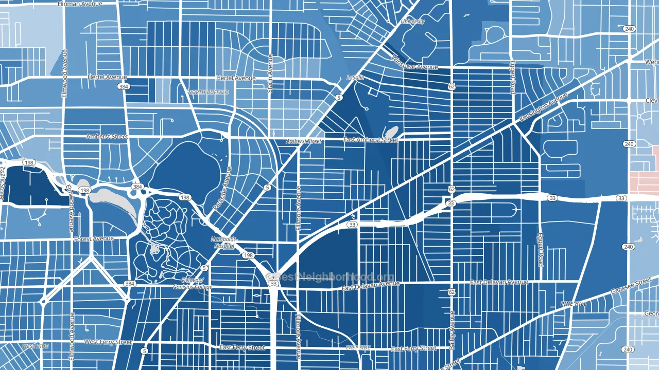 Leroy, Buffalo, NY block-group political-lean map