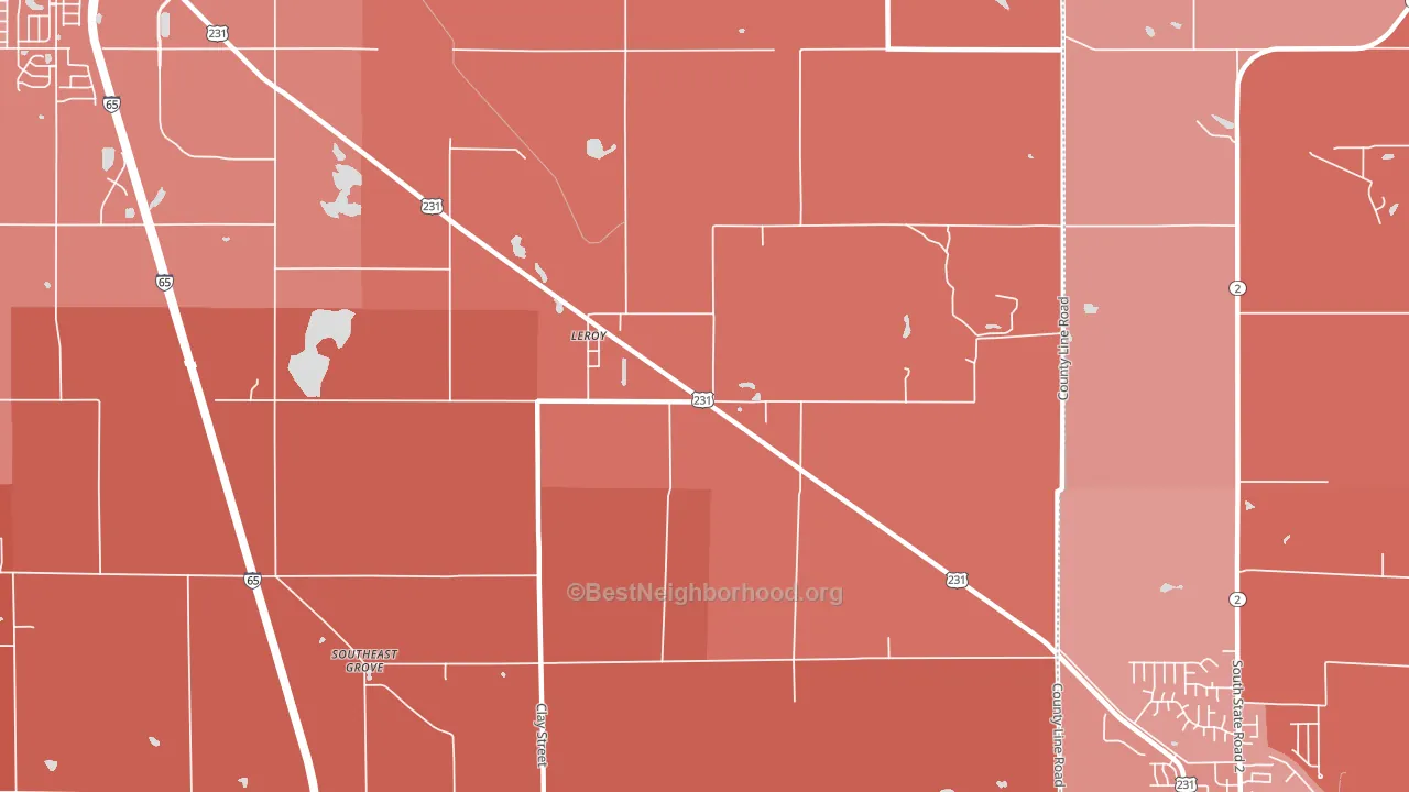 Leroy, IN block-group political-lean map