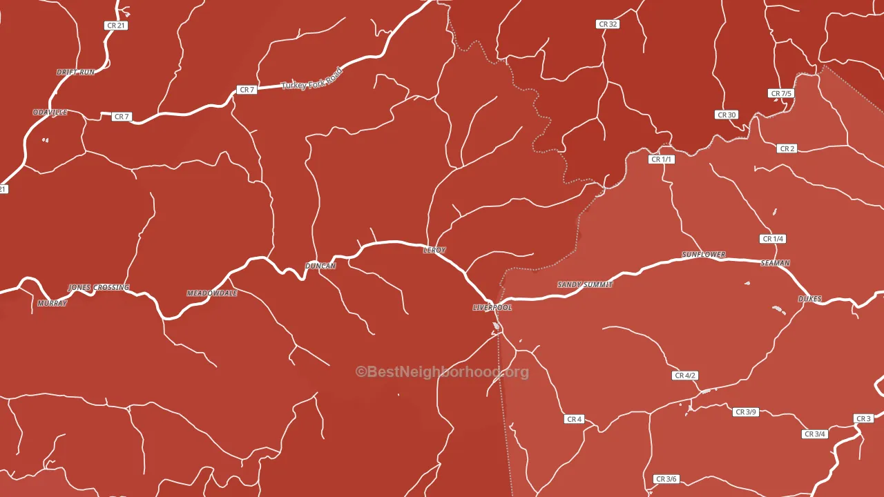 Leroy, WV block-group political-lean map