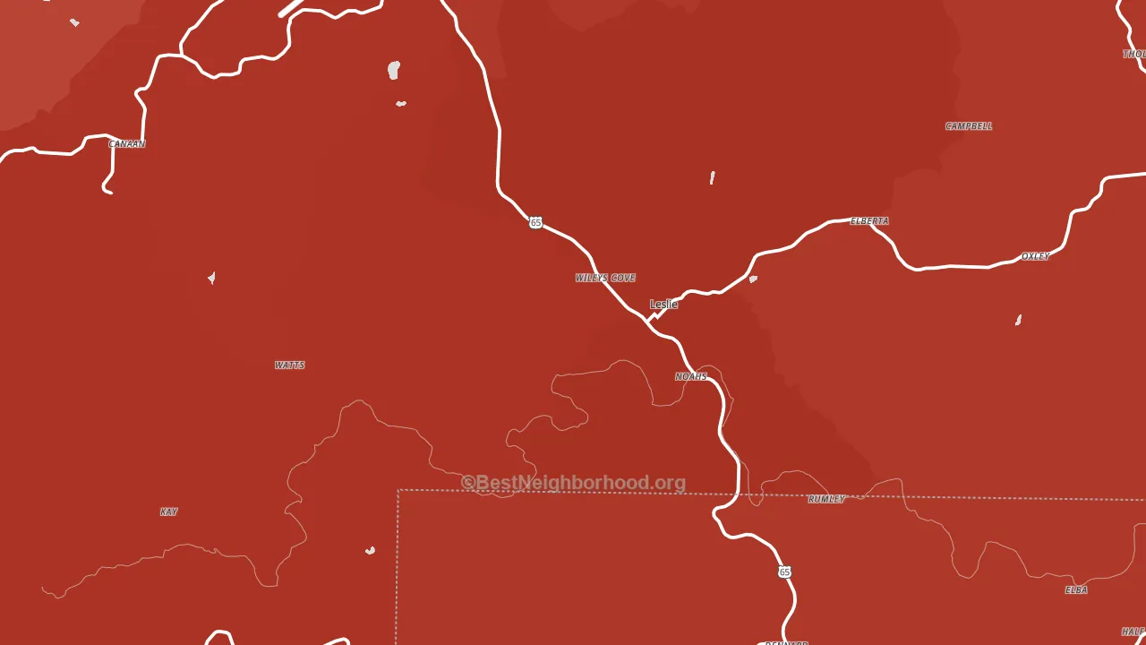 Leslie, AR block-group political-lean map