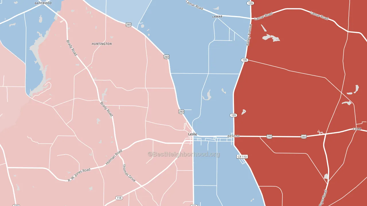 Leslie, GA block-group political-lean map
