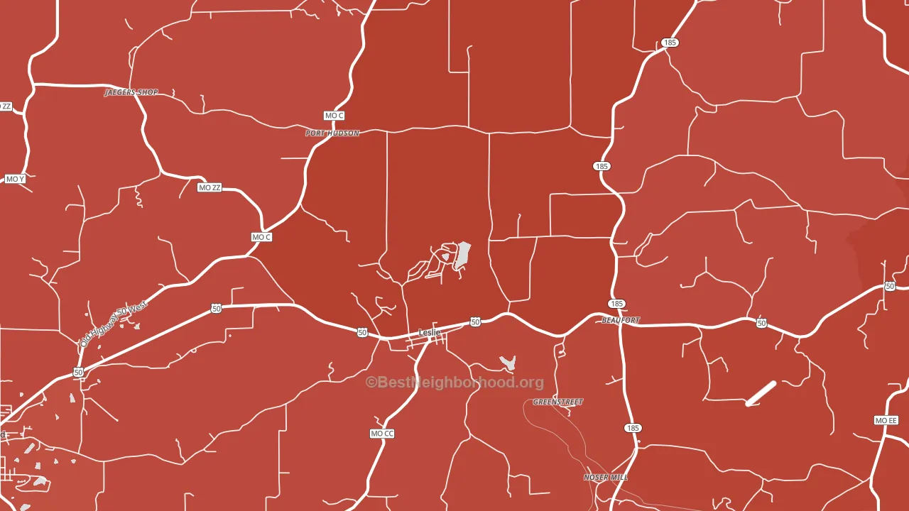 Leslie, MO block-group political-lean map