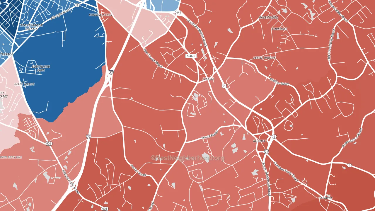 Lesslie, SC block-group political-lean map