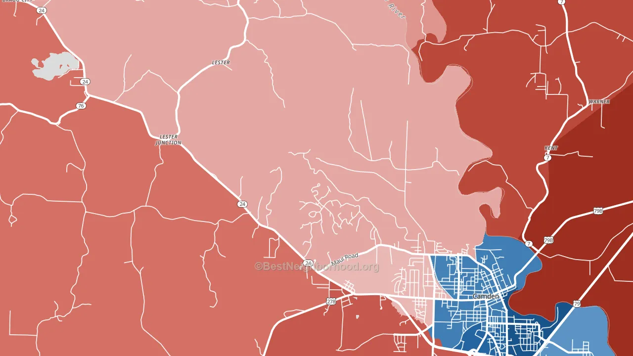 Lester, AR block-group political-lean map