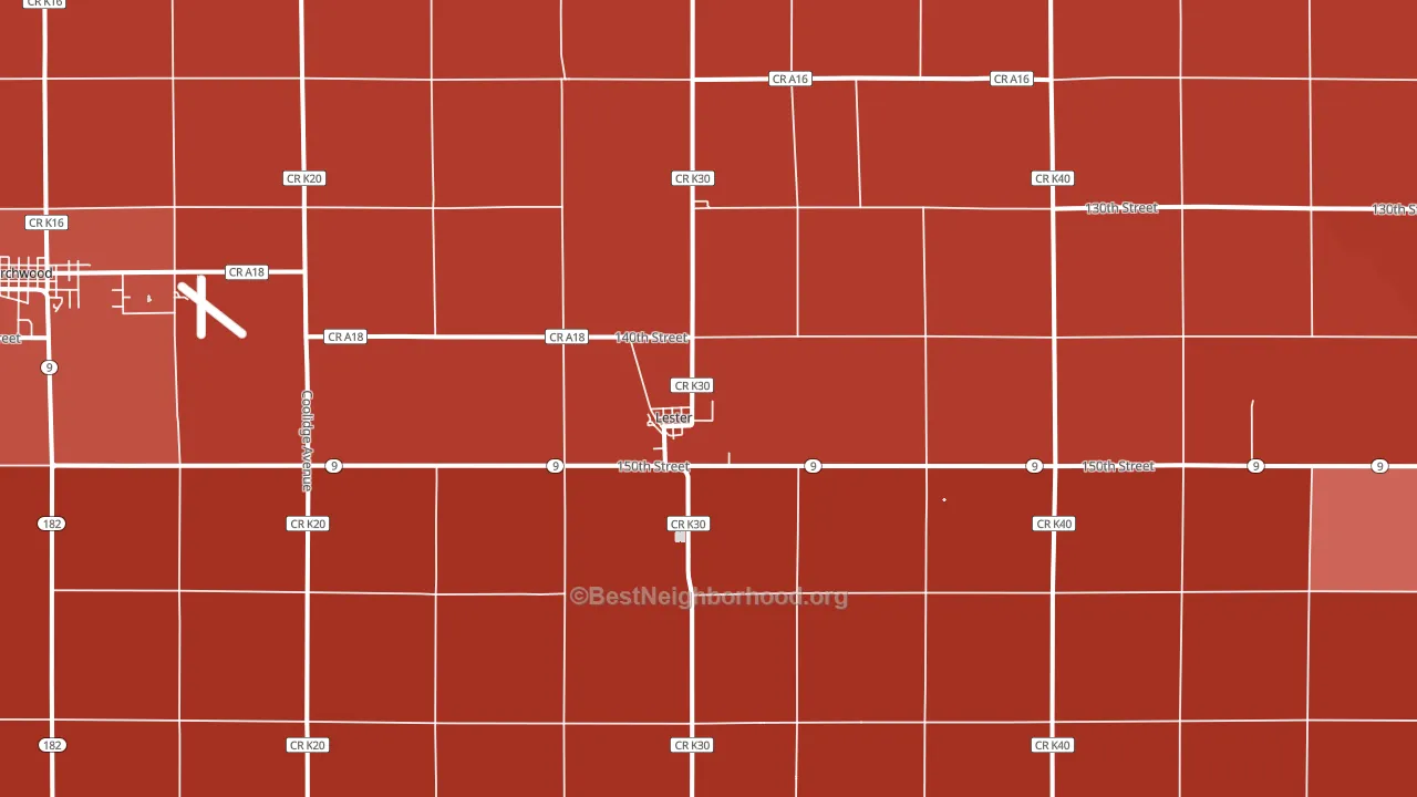 Lester, IA block-group political-lean map