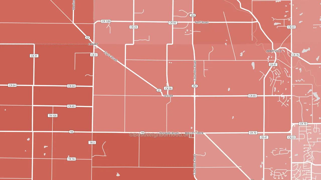 Lester, OH block-group political-lean map