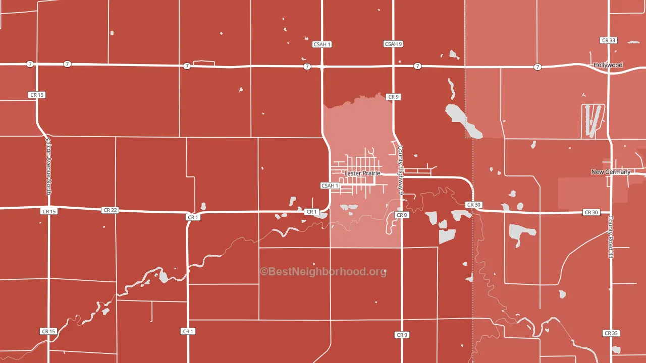 Lester Prairie, MN block-group political-lean map
