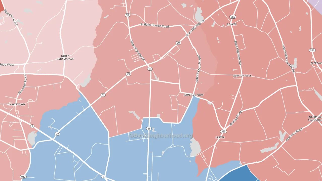 Lester, SC block-group political-lean map