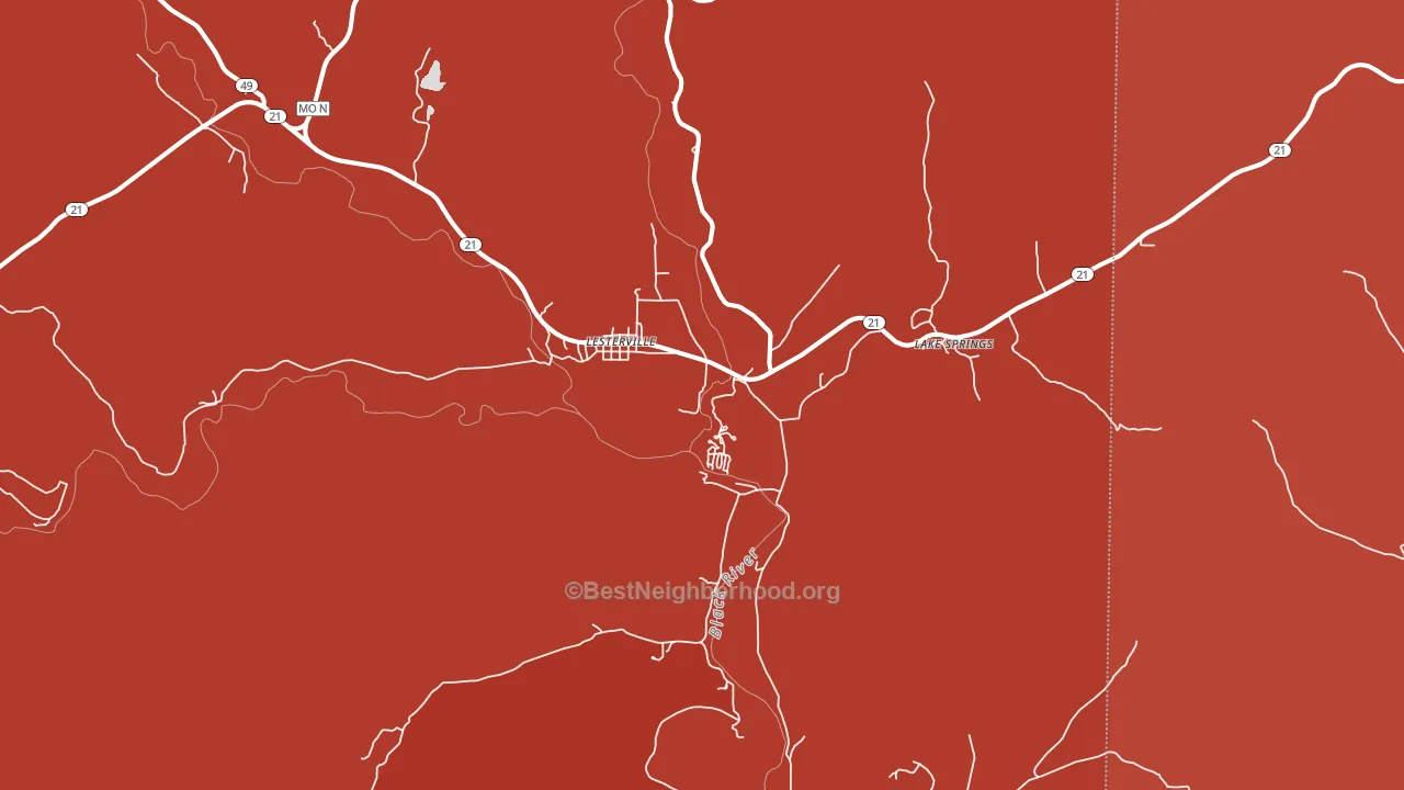 Lesterville, MO block-group political-lean map