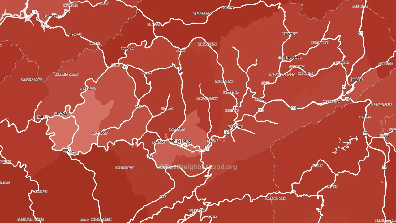 Letcher County, KY block-group political-lean map