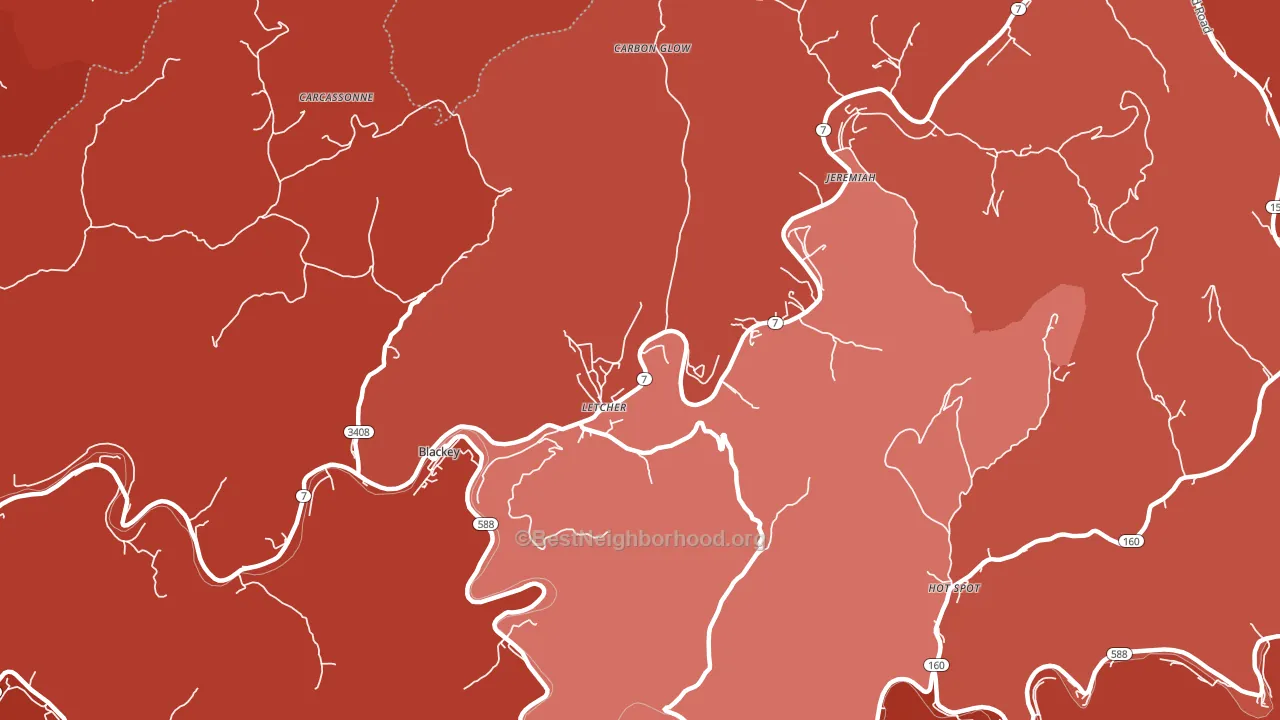 Letcher, KY block-group political-lean map