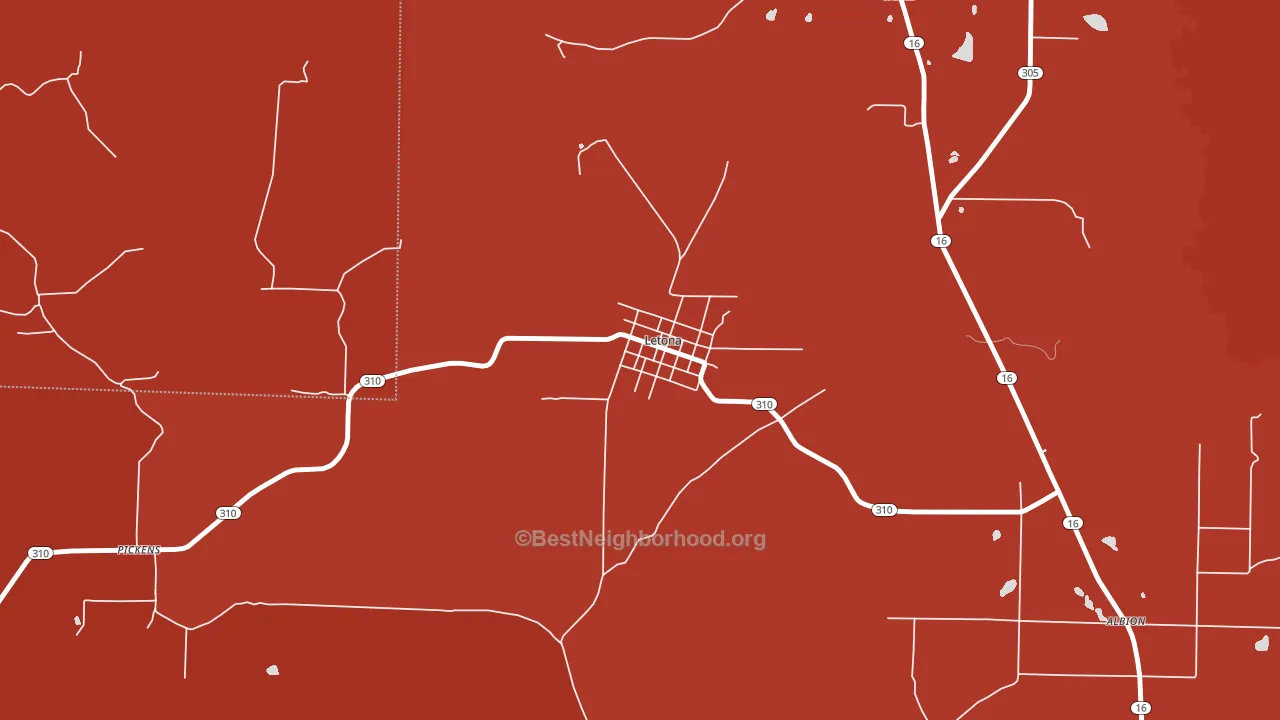 Letona, AR block-group political-lean map