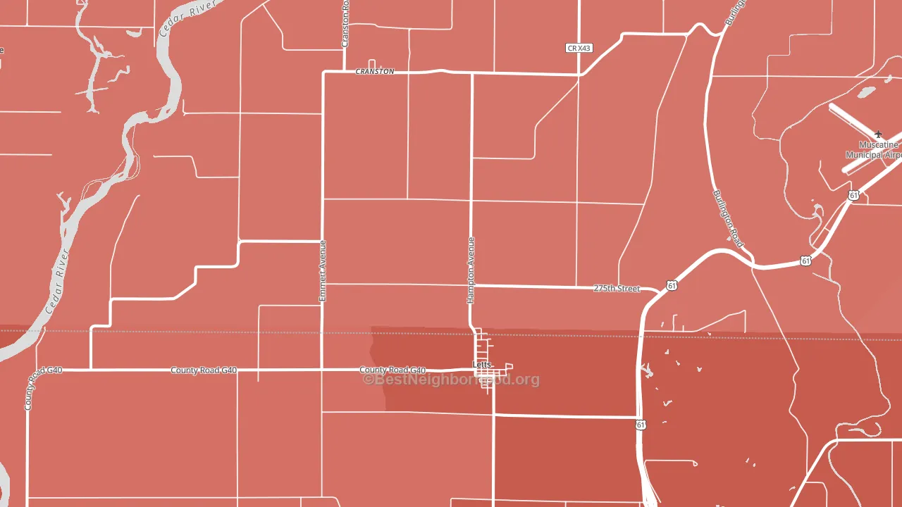 Letts, IA block-group political-lean map