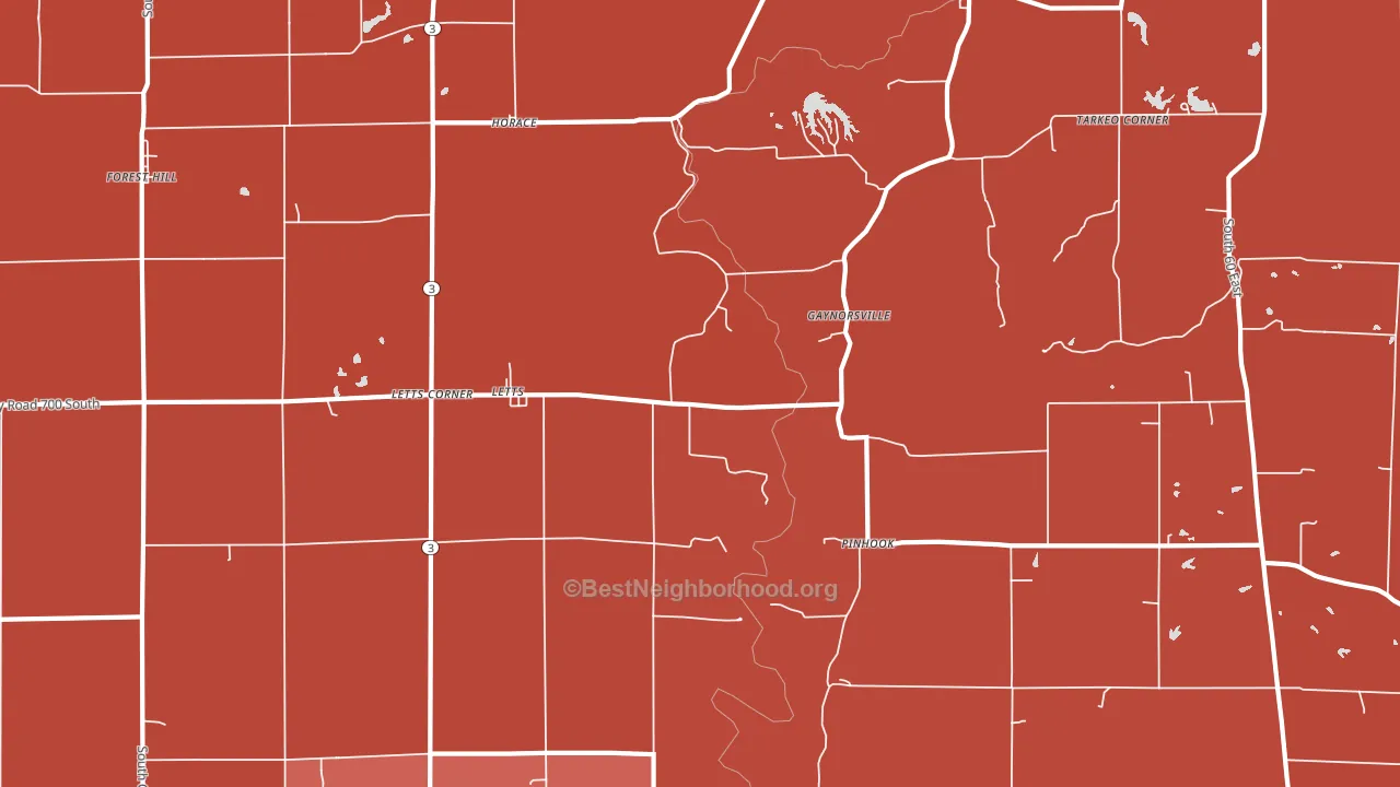 Letts, IN block-group political-lean map