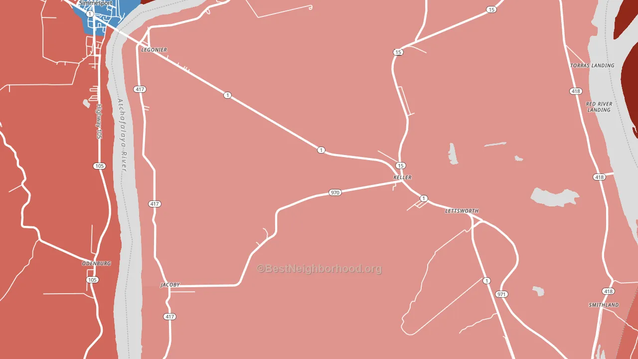 Lettsworth, LA block-group political-lean map
