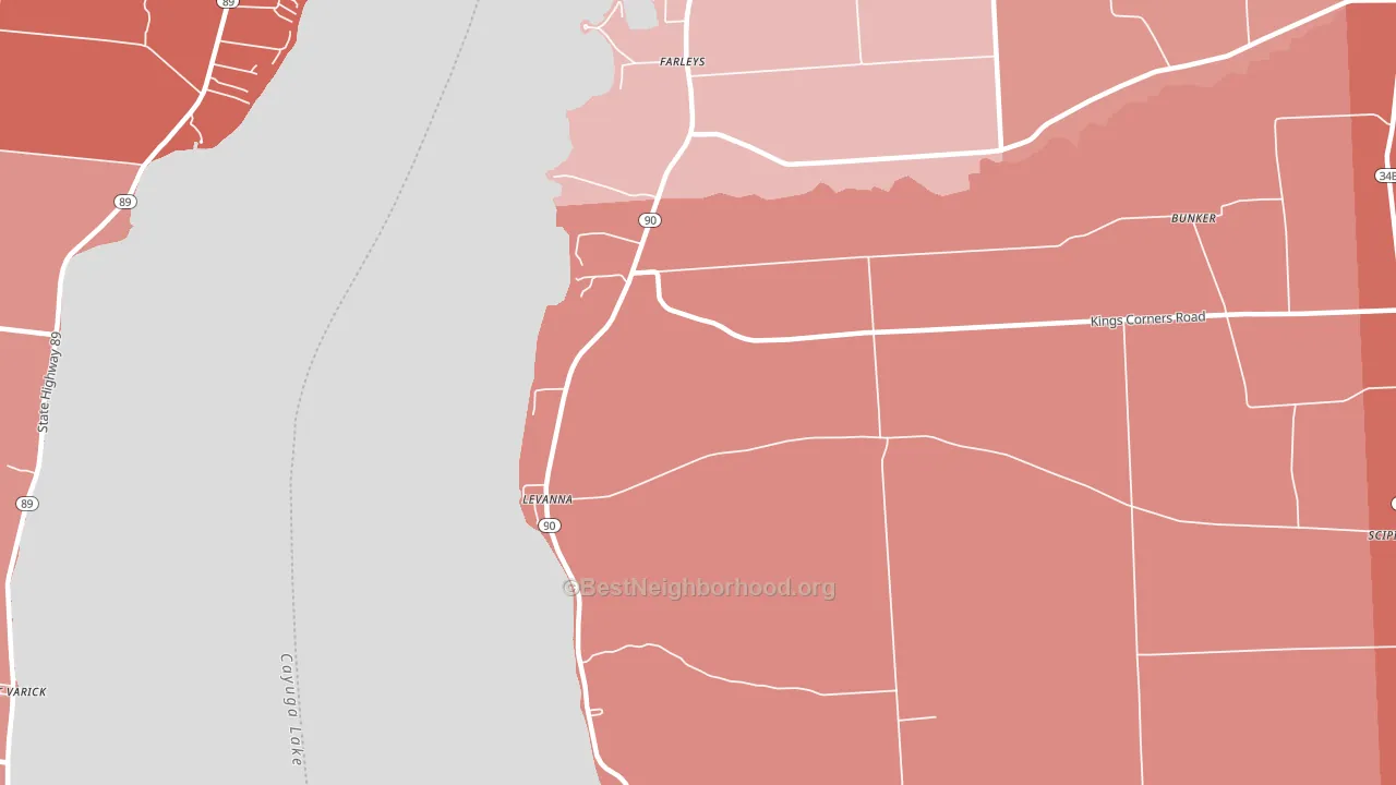 Levanna, NY block-group political-lean map