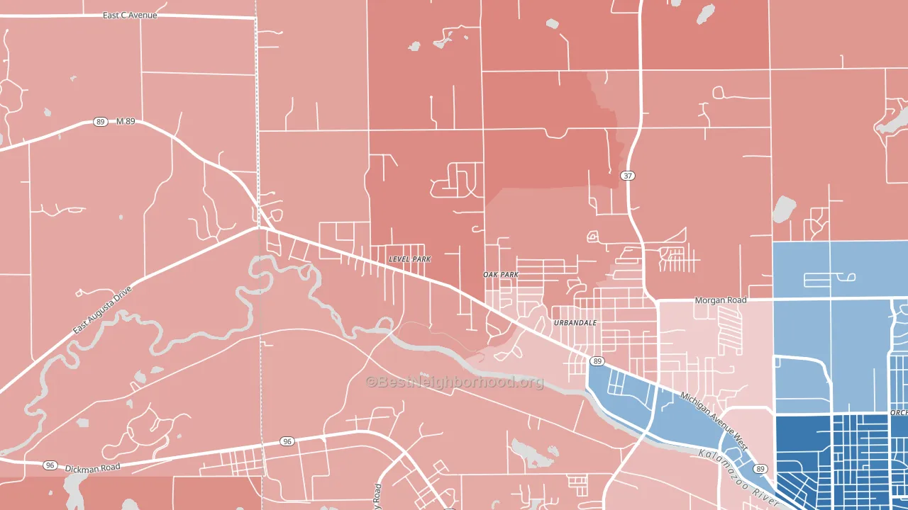 Level Park-Oak Park, MI block-group political-lean map